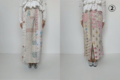 White パッチワークスカート